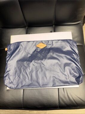 MZ Wallace Navy Zippered Travel Pouch with Leather Accent Brand new